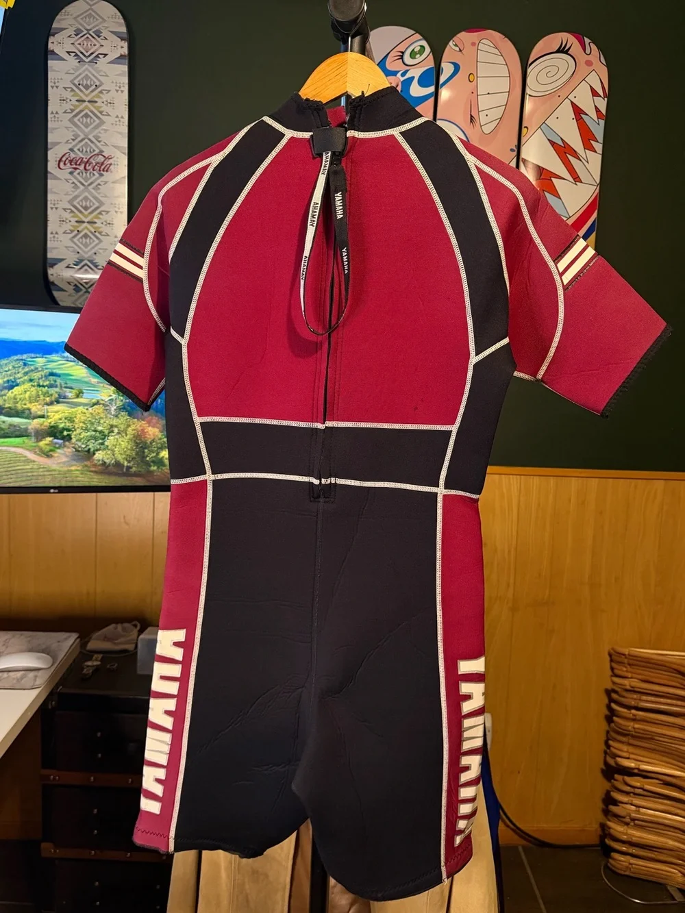 Yamaha WaveRunner Wetsuit Shorty 2mm Burgundy & Black VTG Neoprene Jet Ski
